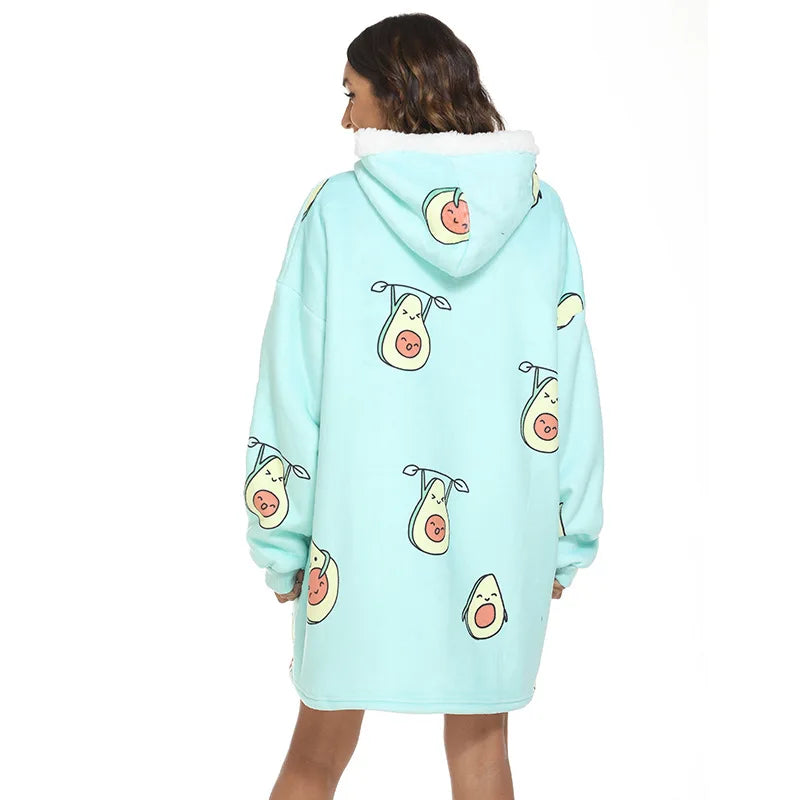 Hooded fleece casual blanket