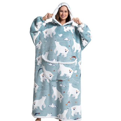 Cartoon hooded flannel nightgown