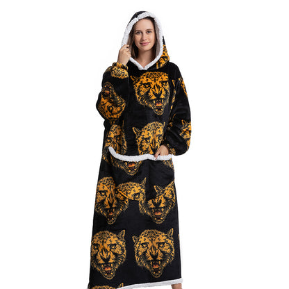 Cartoon hooded flannel nightgown