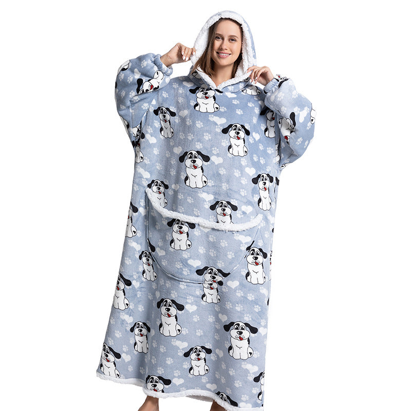 Cartoon hooded flannel nightgown