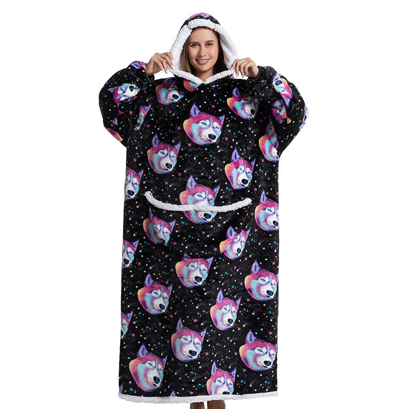 Cartoon hooded flannel nightgown