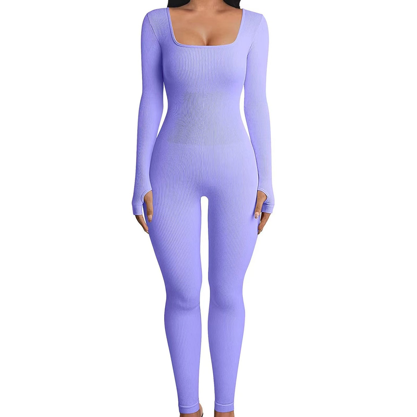 Long sleeve square neck jumpsuit