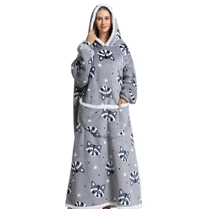 Cartoon hooded flannel nightgown