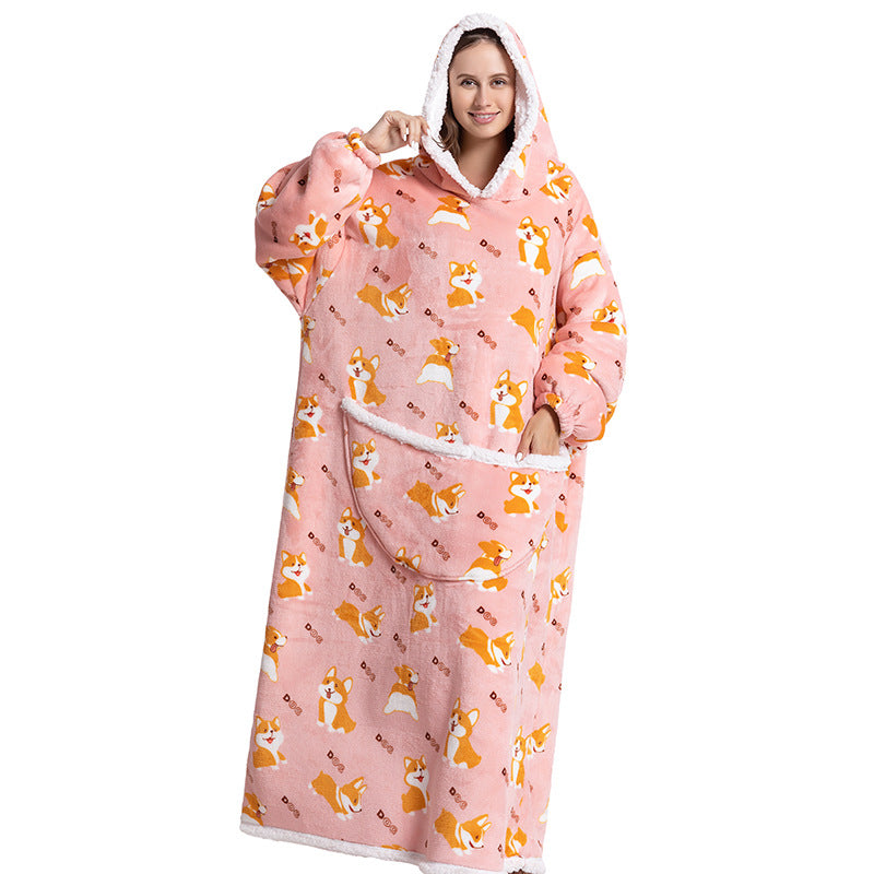 Cartoon hooded flannel nightgown