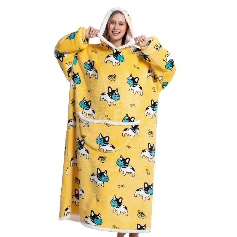 Cartoon hooded flannel nightgown