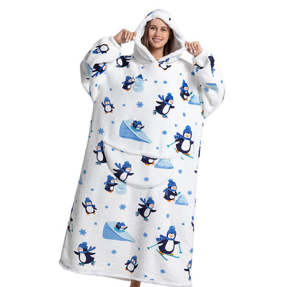 Cartoon hooded flannel nightgown