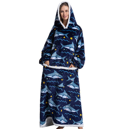 Cartoon hooded flannel nightgown