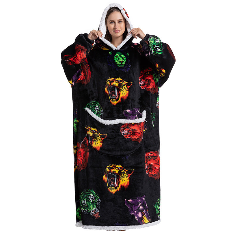 Cartoon hooded flannel nightgown