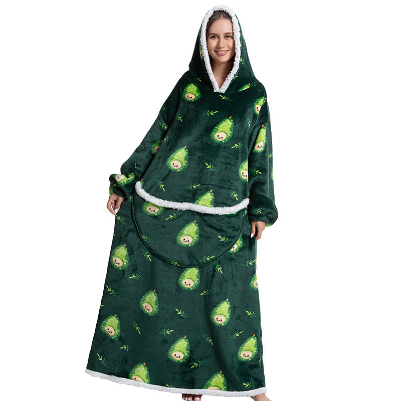 Cartoon hooded flannel nightgown