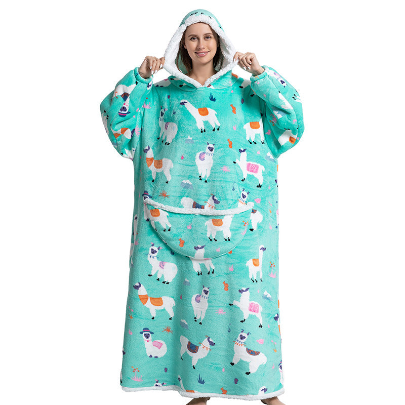 Cartoon hooded flannel nightgown