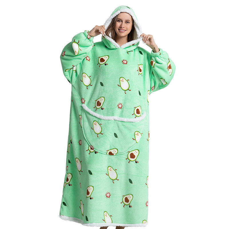 Cartoon hooded flannel nightgown