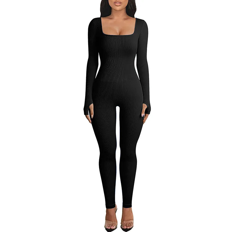 Long sleeve square neck jumpsuit