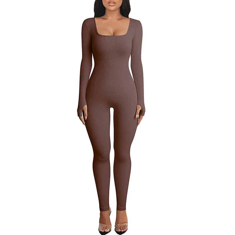 Long sleeve square neck jumpsuit